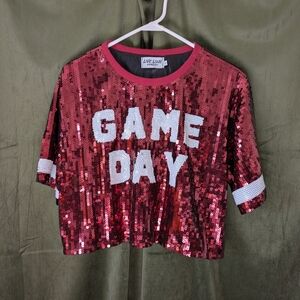 Live Love Game Day Sequin Crop Top - Red
